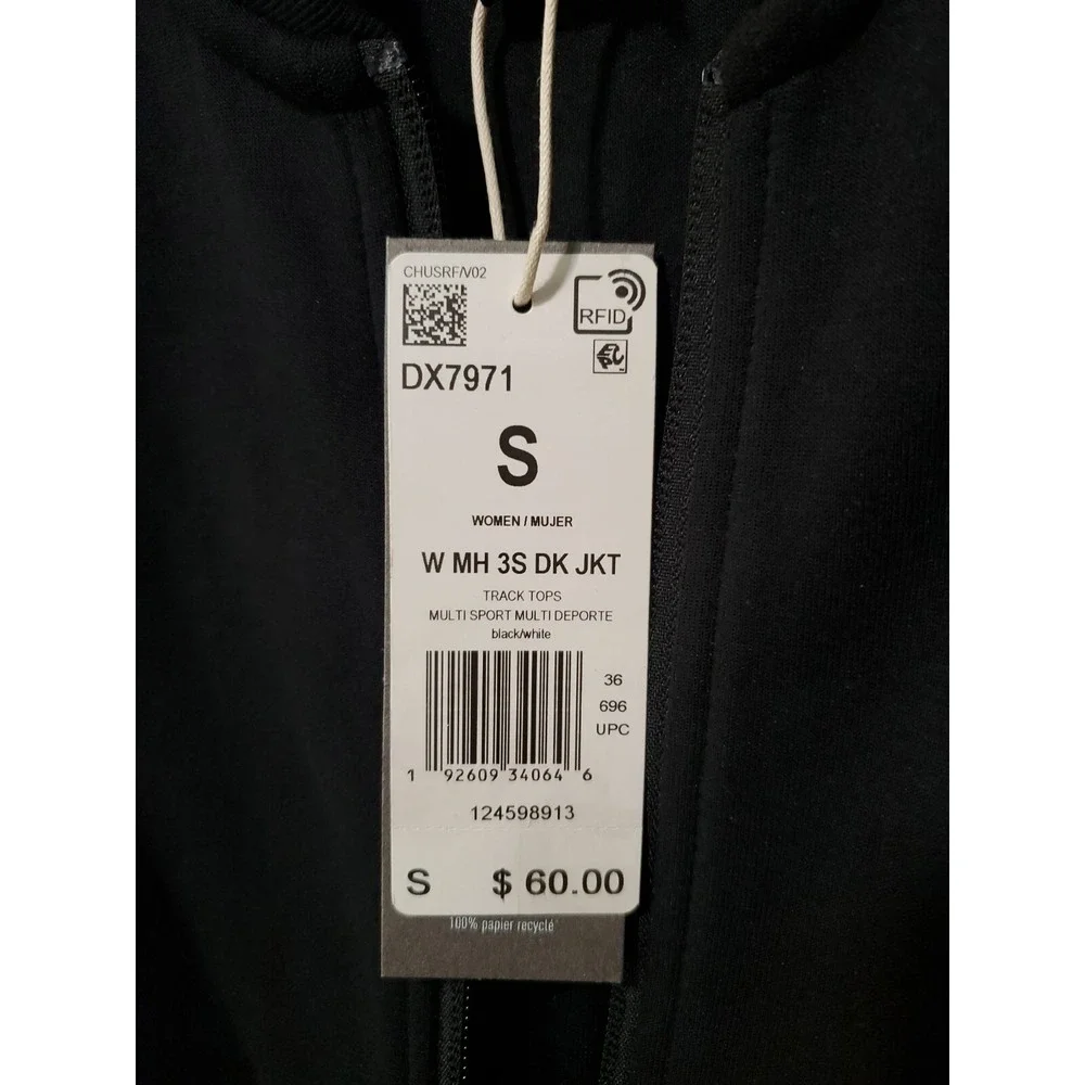 Adidas Must Haves 3 Stripes Track Jacket DX7971 Black Women's Size Small NWT - Picture 7 of 7